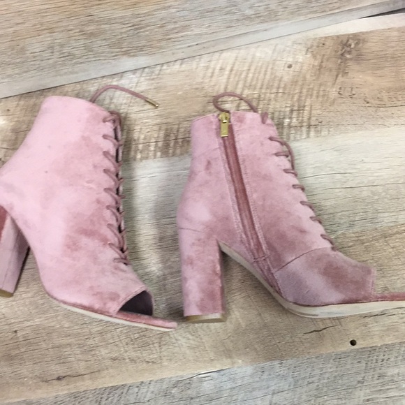 Joie Lakia Open Toe Velvet Bootie Soft Mauve 37.5 EU 7 1/2 US 7.5 - Picture 5 of 11